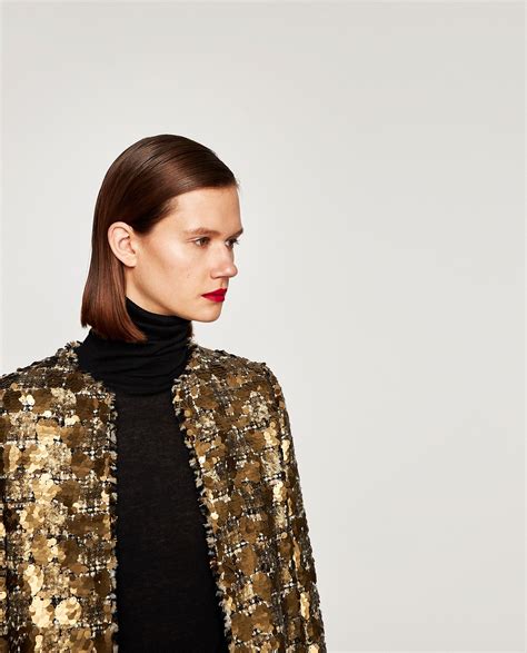 zara gold jacket|zara sequin jacket.